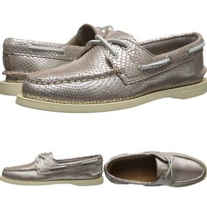 Sperry Topsider Silver Python Boat Shoe 9.5